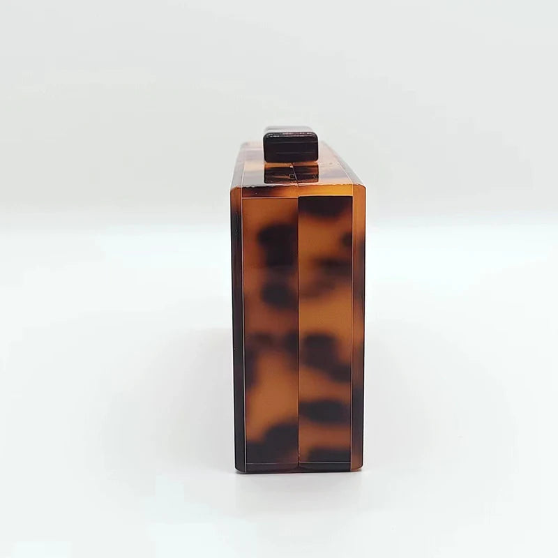 Marca de luxo bolsa embreagem do vintage âmbar leopardo impressão padrão acrílico saco elegante senhora festa casamento corrente sacos ombro carteiras