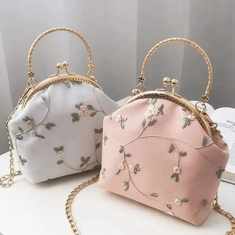 Vintage bordado rendas flores concha bloqueio bolsas para mulheres saco de casamento pequena corrente feminina ombro crossbody saco franja sacos