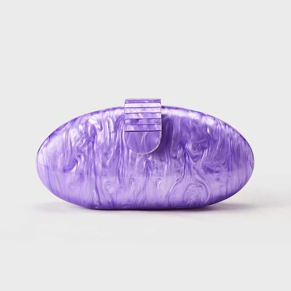 Mulheres acrílico bonito longo redondo saco de noite feminino mármore luxo festa baile bolsa casual embreagem sac uma bolsa principal e bolsa