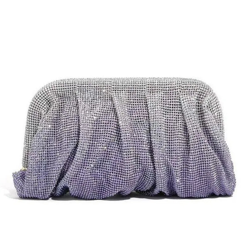 Glamourosa bolsa de noite com pérolas e strass para mulheres | Embreagem elegante para performance em palco | Bolsa brilhante para festa de casamento e baile