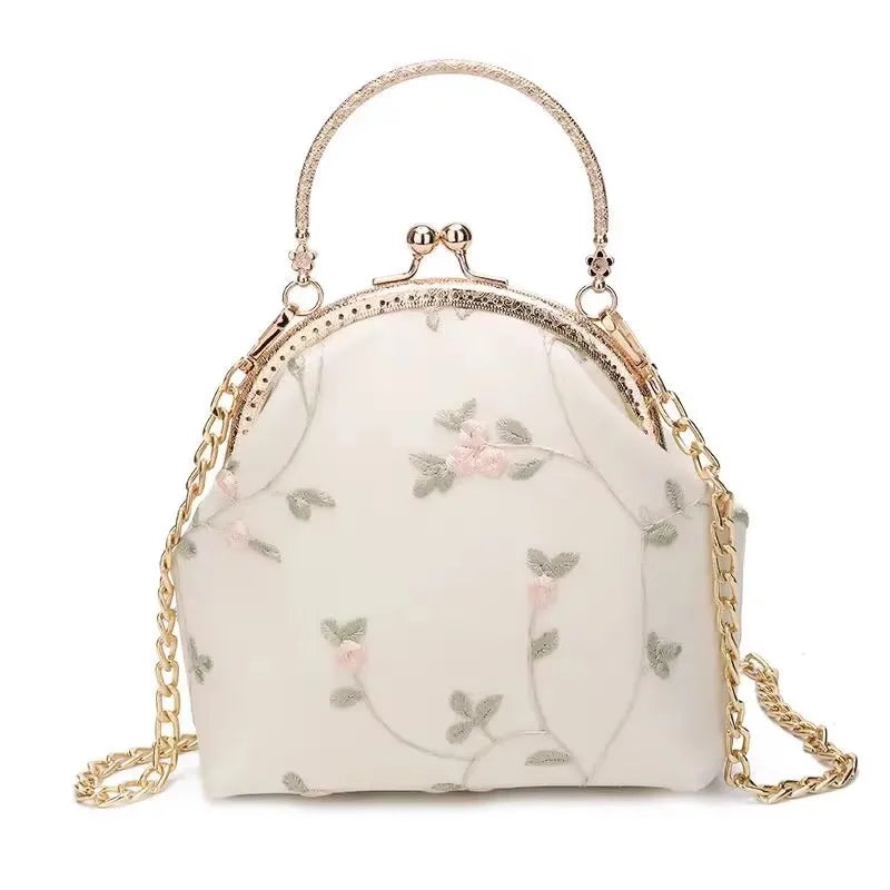 Vintage bordado rendas flores concha bloqueio bolsas para mulheres saco de casamento pequena corrente feminina ombro crossbody saco franja sacos