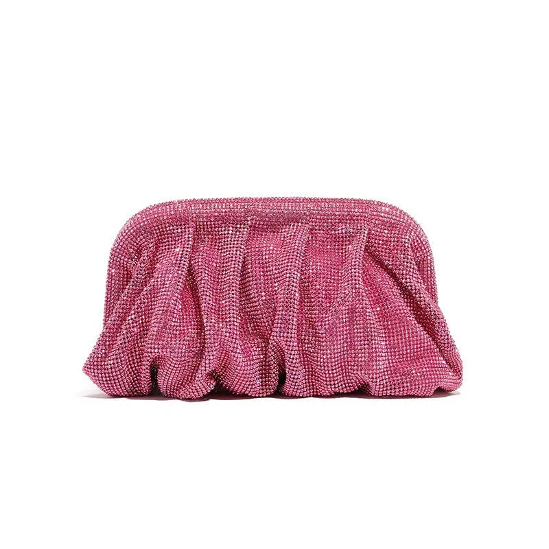 Glamourosa bolsa de noite com pérolas e strass para mulheres | Embreagem elegante para performance em palco | Bolsa brilhante para festa de casamento e baile