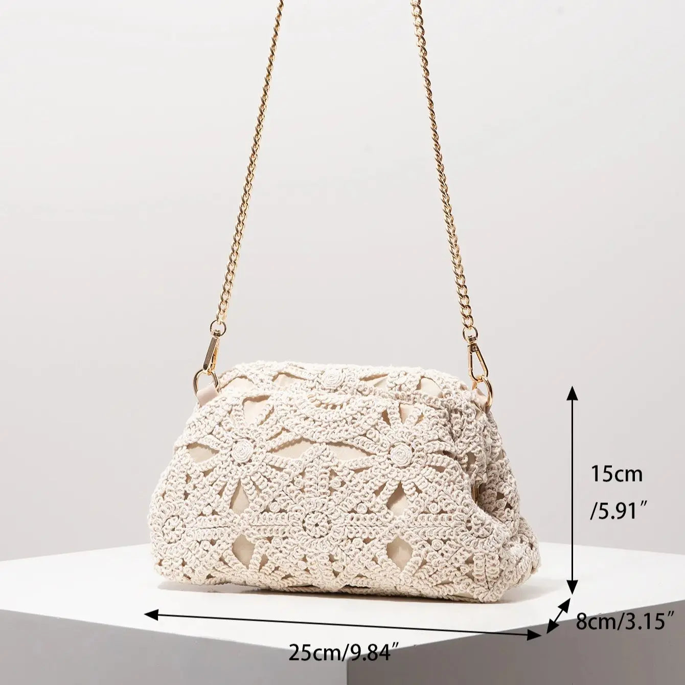 Bolsa crossbody de tecido oco padrão, bolsa de praia de palha boêmia, conjunto Chrochel, estilo premium, Trav Must Haves, bolsa Pach para mulheres