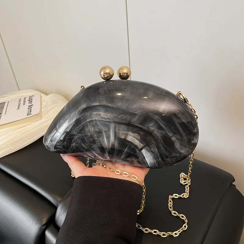 Bolsa de mão de noite acrílica em formato irregular, bolsa de mão luxuosa brilhante para mulheres, bolsa para vestido de festa de coquetel