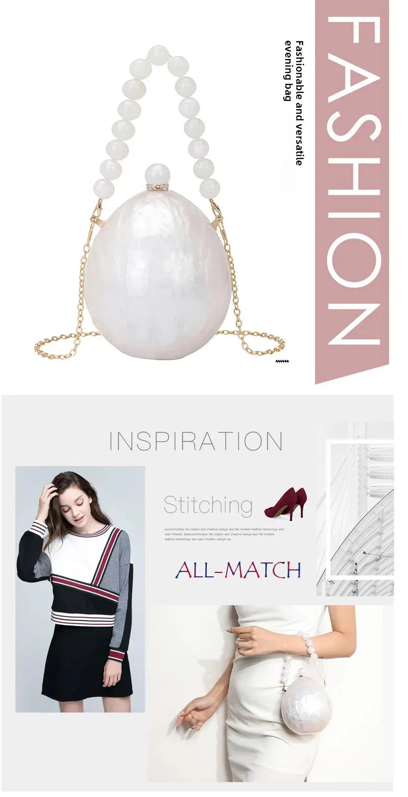 Elegante pérola bolsa crossbody jantar saco festa de casamento vestido de noite saco forma ovo ganso moda nova chegada