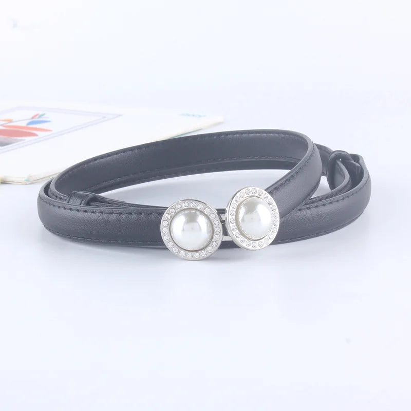 Mulheres elegantes pérola cinto de cintura fivela elástica pérola feminino meninas vestido cinto