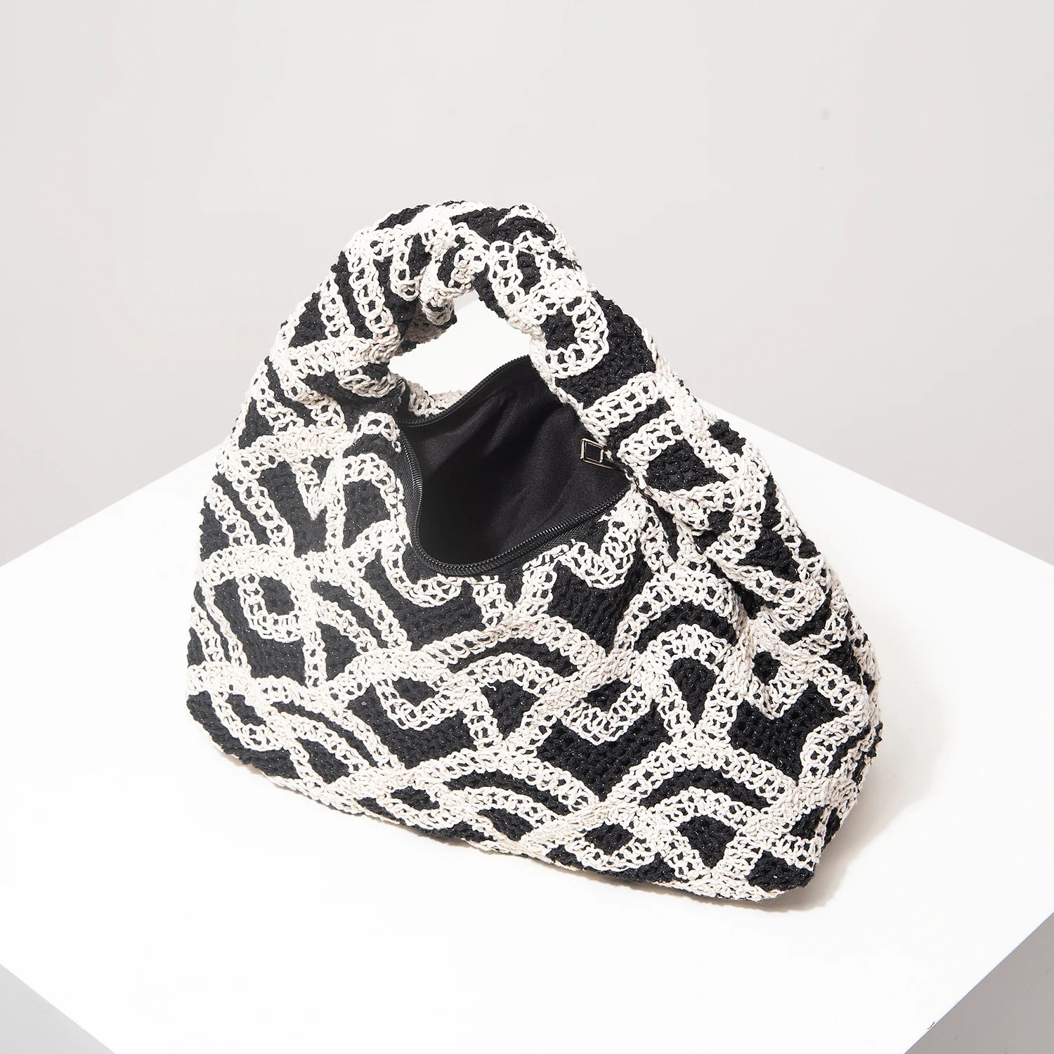 Bolsa de tecido oco com padrão, bolsas de praia boêmia para mulheres, conjunto de crochê, acessórios de praia femininos, Trav Must Haves (padrão aleatório)