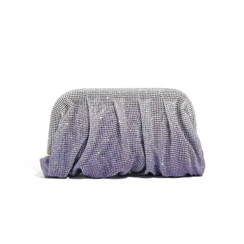 Glamourosa bolsa de noite com pérolas e strass para mulheres | Embreagem elegante para performance em palco | Bolsa brilhante para festa de casamento e baile