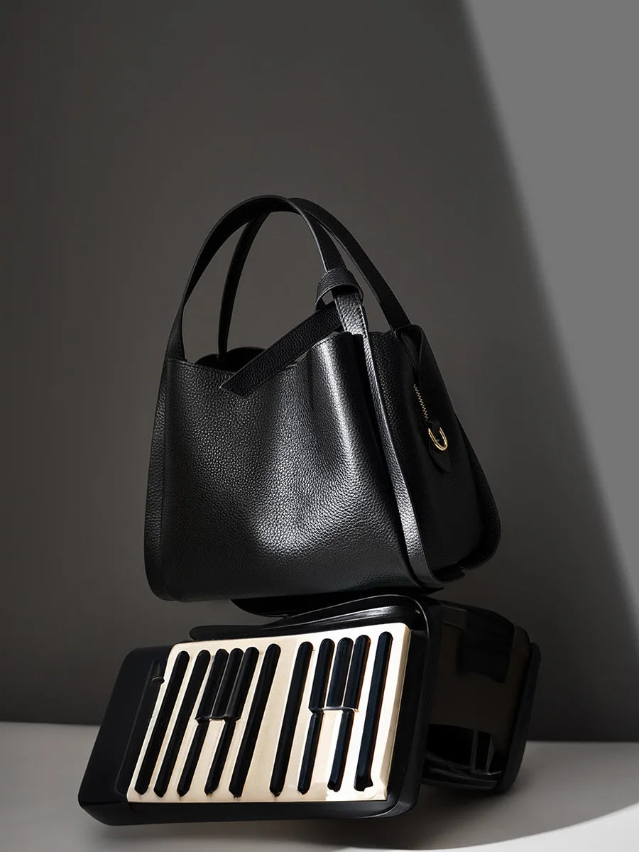 100% bolsa balde de couro genuíno para as mulheres 2025 nova bolsa crossbody moda commuter bolsa de ombro para compras