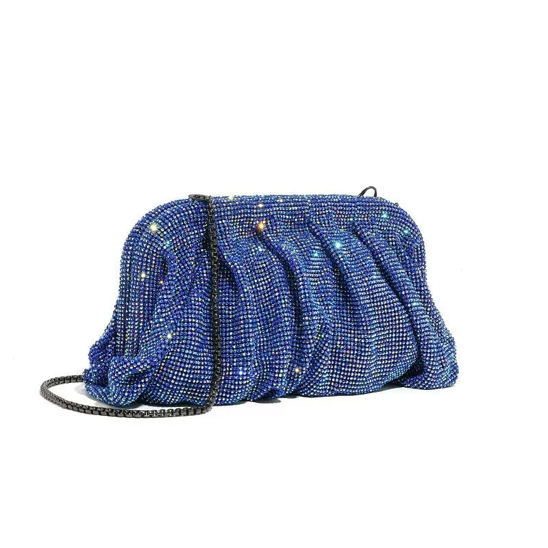 Glamourosa bolsa de noite com pérolas e strass para mulheres | Embreagem elegante para performance em palco | Bolsa brilhante para festa de casamento e baile