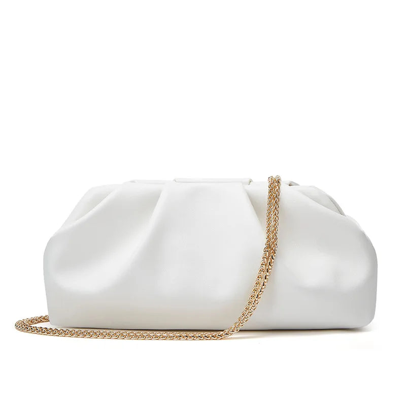 Bolsa de nuvem enrugada, nova bolsa quadrada pequena moderna e moderna feminina, bolsa crossbody de corrente versátil