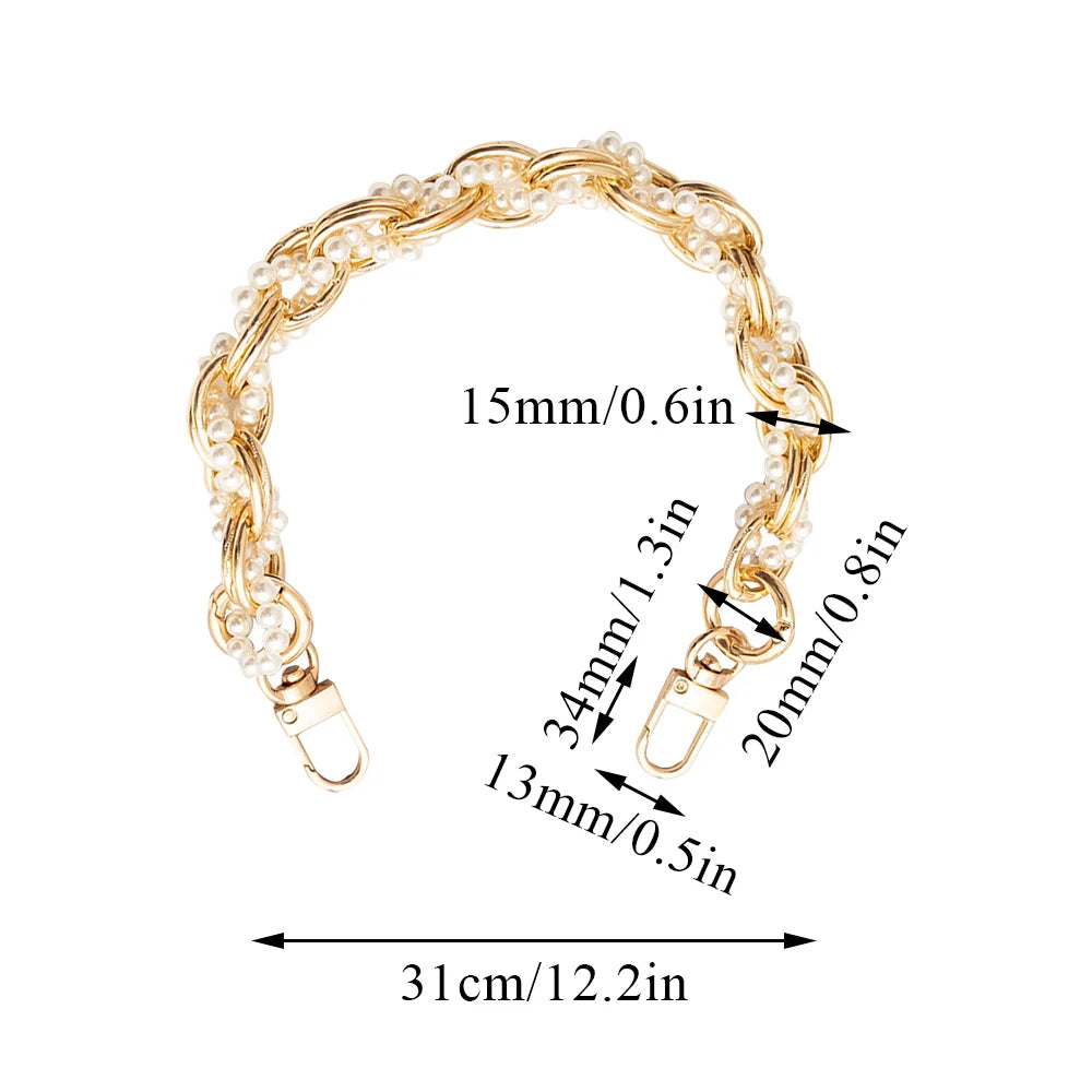 Vintage pérola saco alça bolsa alças saco de embreagem acessórios metal pérola telefone cordão substituição alças saco ferragem