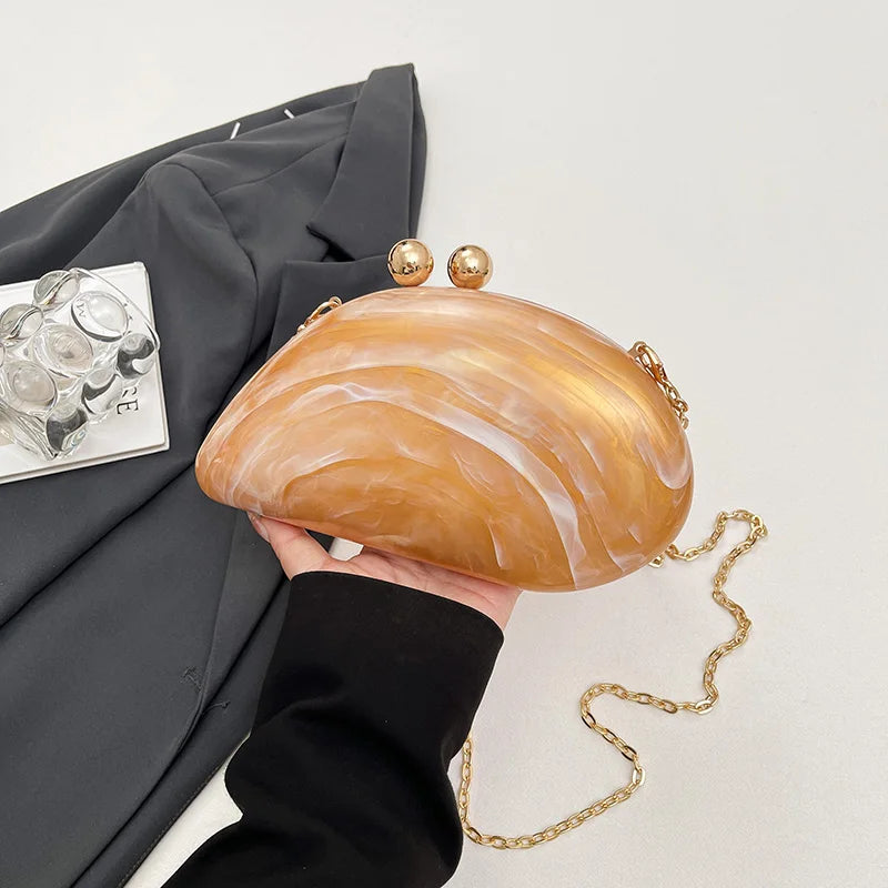 Bolsa de mão de noite acrílica em formato irregular, bolsa de mão luxuosa brilhante para mulheres, bolsa para vestido de festa de coquetel