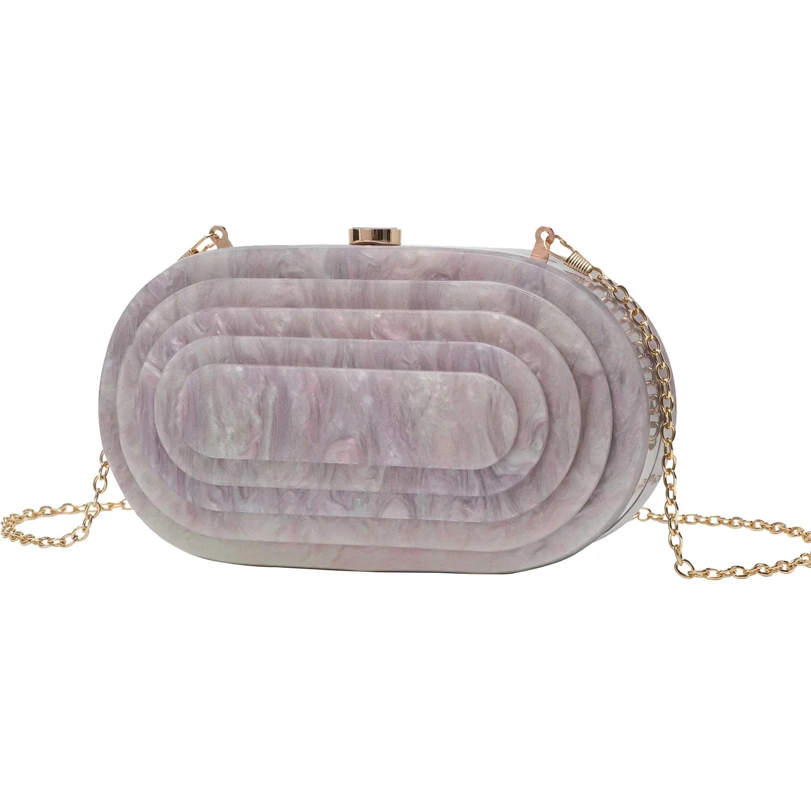 Moda acrílico bolsa de noite feminina vintage em forma de concha mármore ombro corrente saco cross-border na moda vestido de baile saco