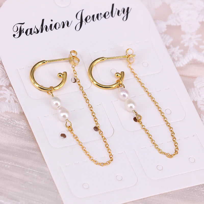 Aide 925 prata esterlina longa corrente borla barroco irregular pérola balançar brincos para mulher c forma brincos jóias pendientes