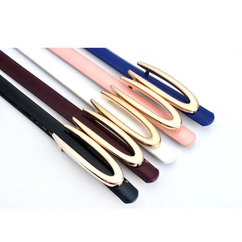 Mulheres Elegantes Cinto de Fivela C Dourada, Couro Genuíno, Designer de Cintura Fashion, Para Combinar com Vestidos, Jeans, Calças