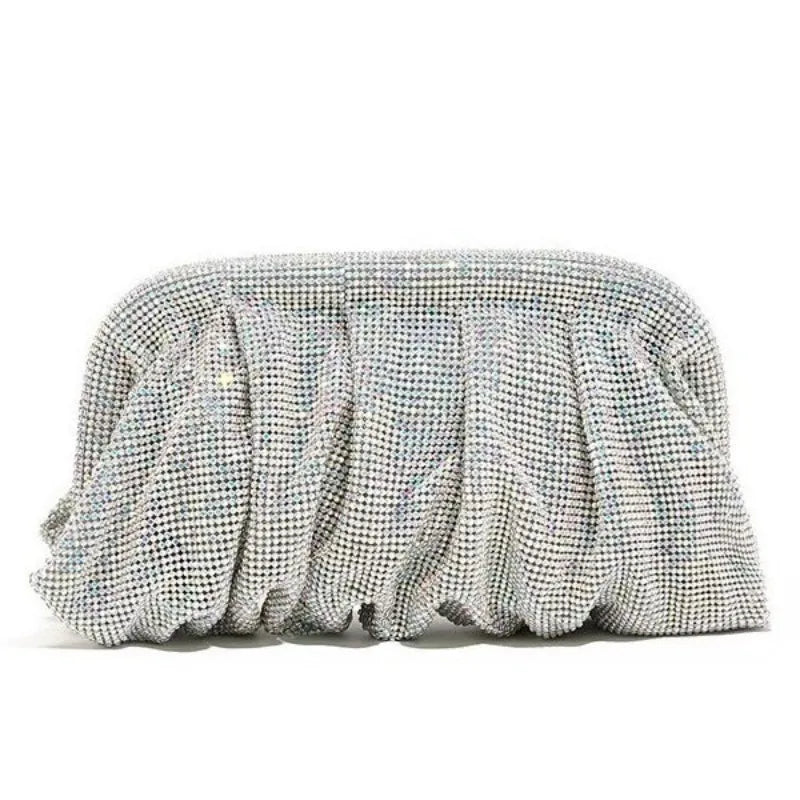Glamourosa bolsa de noite com pérolas e strass para mulheres | Embreagem elegante para performance em palco | Bolsa brilhante para festa de casamento e baile