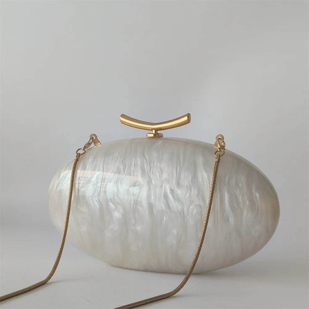 Pérola senhora marcas mulher festa bolsa de casamento acrílico saco crossbody ombro embreagem noite oval feminino concha bolsas femininas