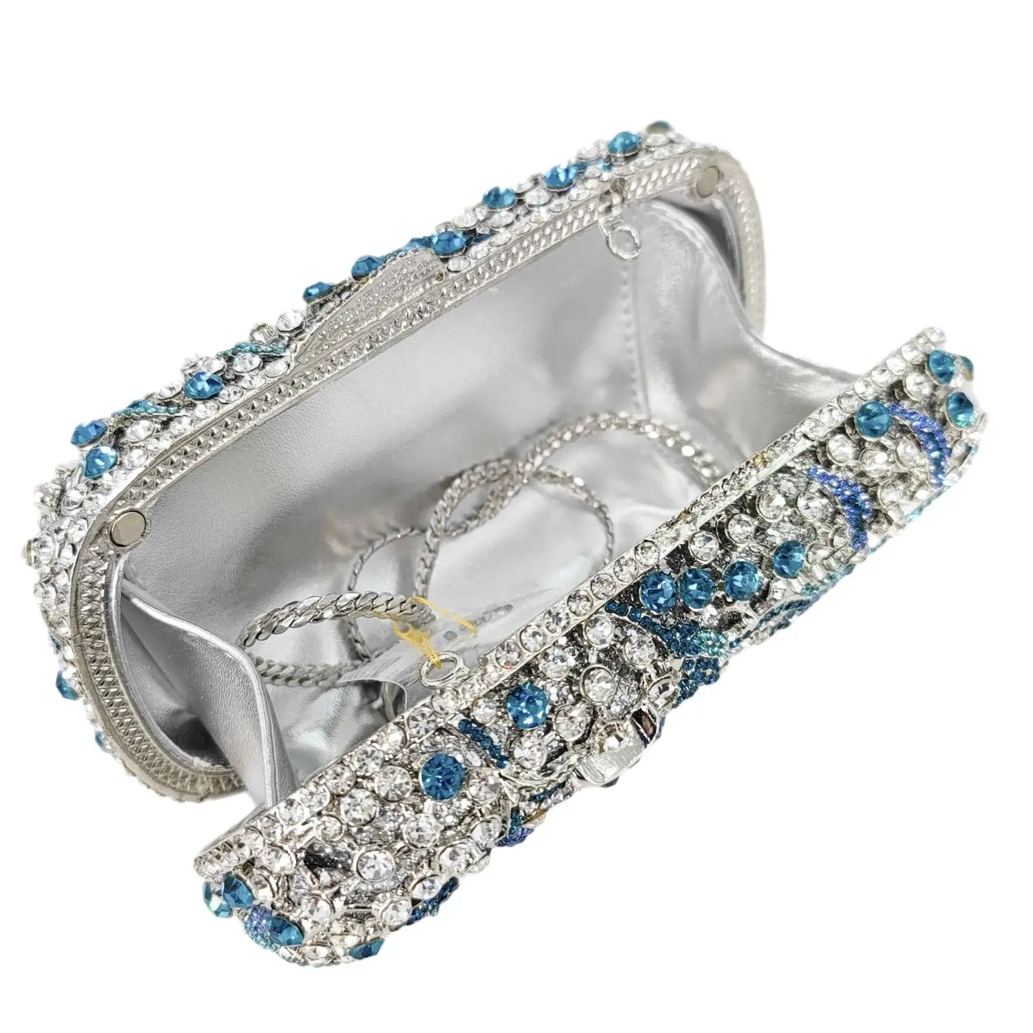 Boutique de fgg luz azul spahire pássaro & flor mulheres cristal embreagem sacos noite casamento nupcial animal strass bolsas