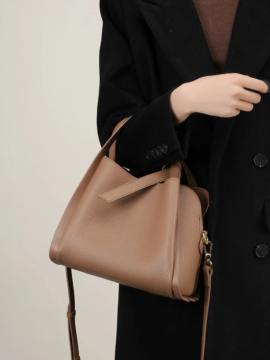 100% bolsa balde de couro genuíno para as mulheres 2025 nova bolsa crossbody moda commuter bolsa de ombro para compras