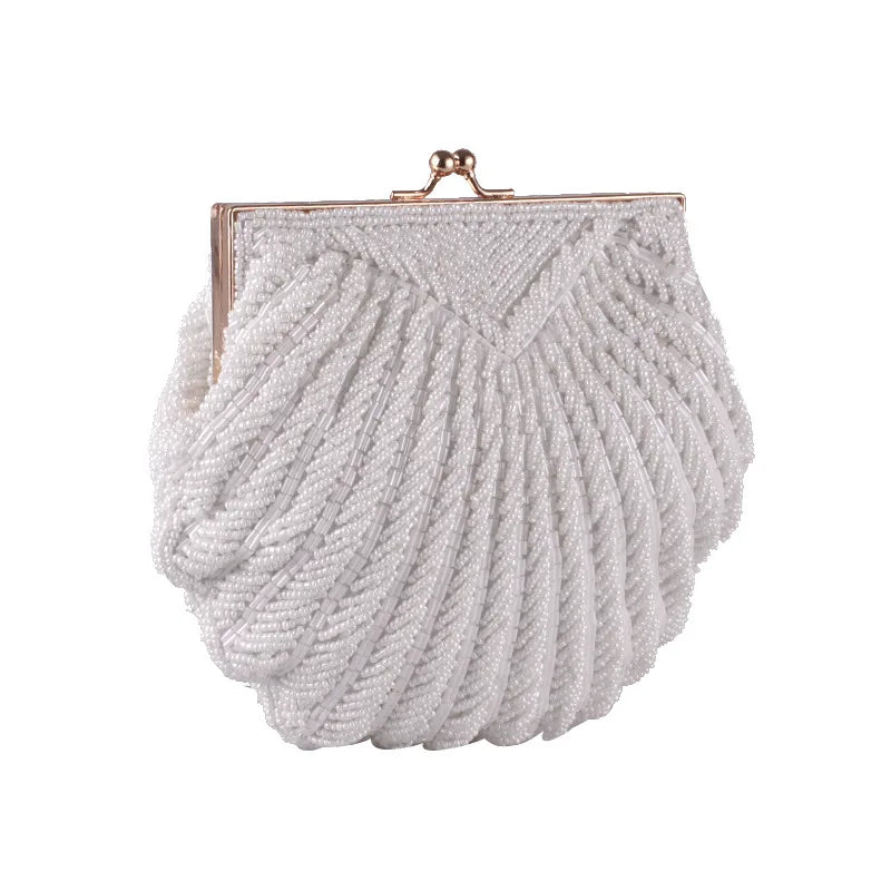 Bolsa e bolsa de casamento para mulheres, Sacos elegantes para festa à noite, Embreagens de casamento branco, Fêmea Frisada Clutch Bag Sac