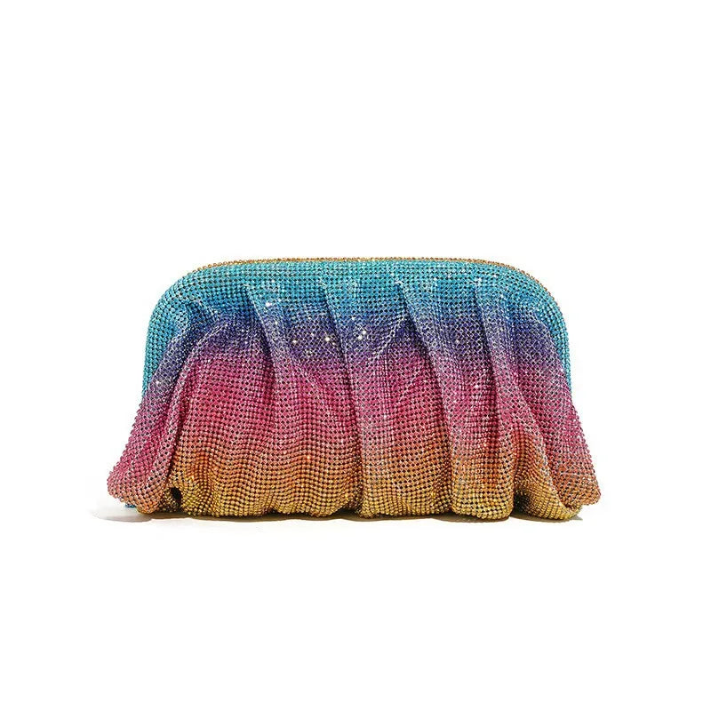 Glamourosa bolsa de noite com pérolas e strass para mulheres | Embreagem elegante para performance em palco | Bolsa brilhante para festa de casamento e baile