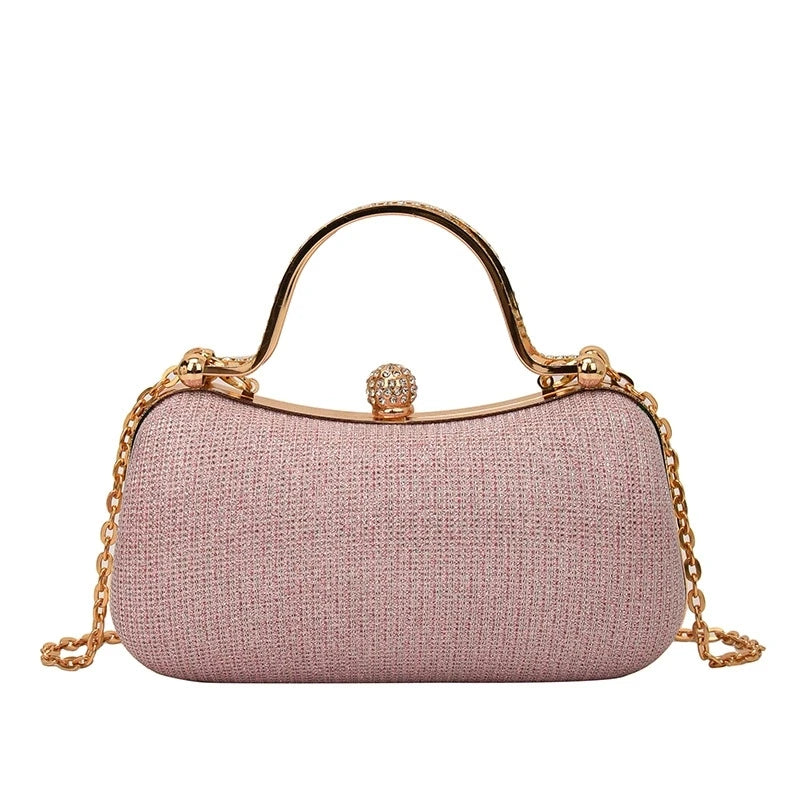 Mini bolsa de noite brilhante, bolsa com corrente de strass, bolsa de banquete com glitter de luxo, perfeita para festa, casamento, baile, jantar/banquete
