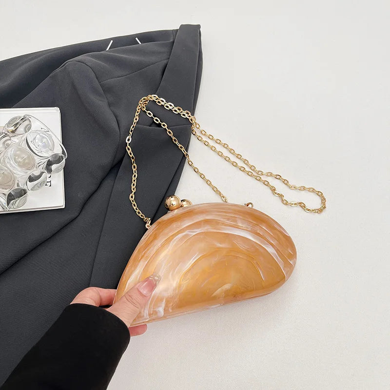 Bolsa de mão de noite acrílica em formato irregular, bolsa de mão luxuosa brilhante para mulheres, bolsa para vestido de festa de coquetel