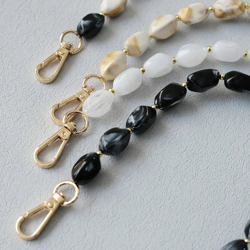 Corrente frisada destacável para mulheres, bolsa acrílica, alça de ombro, corrente, branca, monocromática, destacável, luxo, nova moda