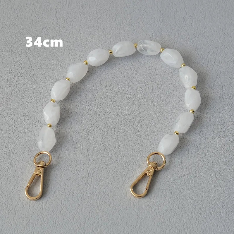 Corrente frisada destacável para mulheres, bolsa acrílica, alça de ombro, corrente, branca, monocromática, destacável, luxo, nova moda