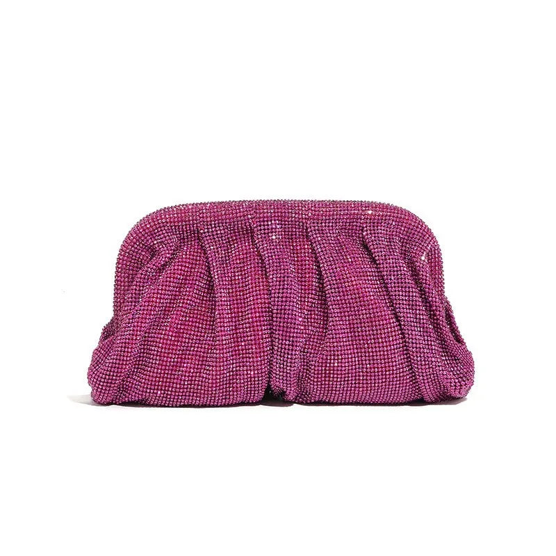 Glamourosa bolsa de noite com pérolas e strass para mulheres | Embreagem elegante para performance em palco | Bolsa brilhante para festa de casamento e baile