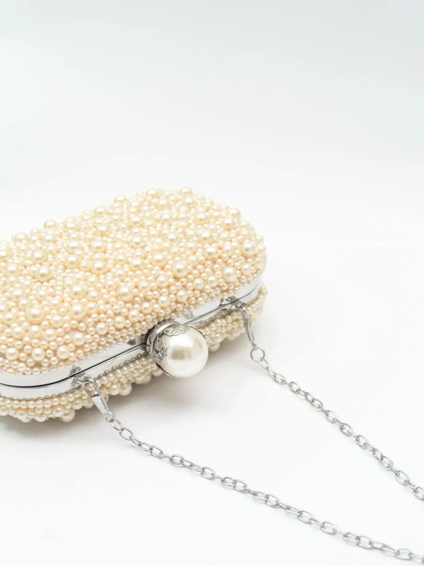 Keweli cor pura grânulo bordado pérola saco de noite portátil doce elegante fibra poliéster dureza compartimento interior