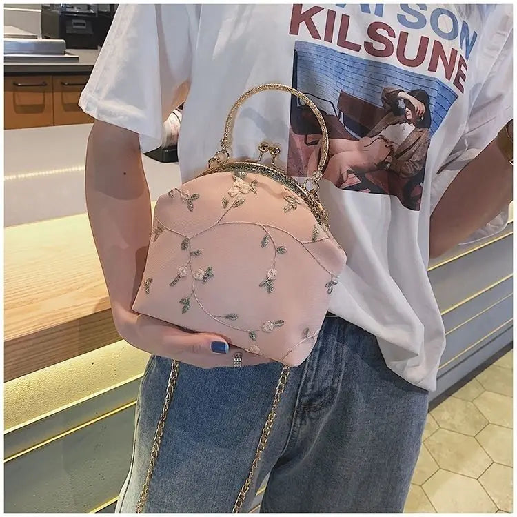 Vintage bordado rendas flores concha bloqueio bolsas para mulheres saco de casamento pequena corrente feminina ombro crossbody saco franja sacos