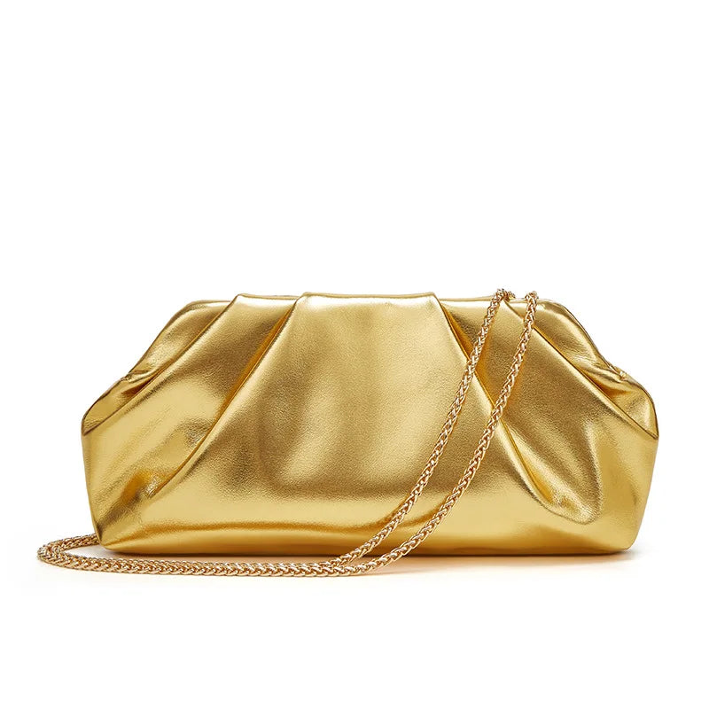 Bolsa de nuvem enrugada, nova bolsa quadrada pequena moderna e moderna feminina, bolsa crossbody de corrente versátil