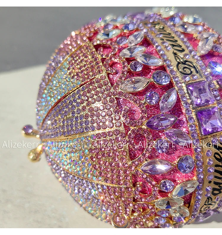 Alizekerr balão de ar quente em forma de cristal sacos de noite feminino luxo elegante único strass circular embreagem bolsas festa casamento
