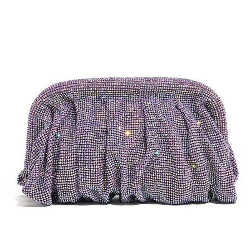 Glamourosa bolsa de noite com pérolas e strass para mulheres | Embreagem elegante para performance em palco | Bolsa brilhante para festa de casamento e baile
