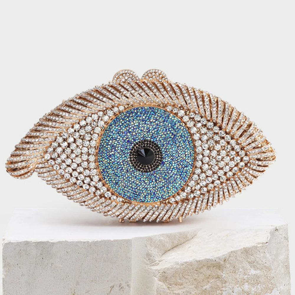 Bolsa Clutch Metal Cristal Olho Grego