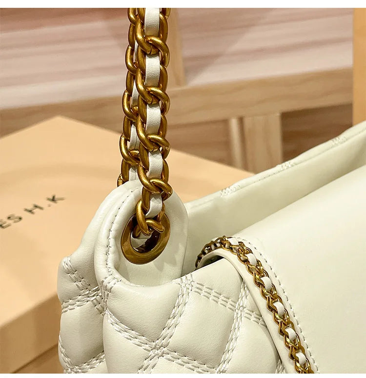 Bolsa de couro genuíno para mulheres, grande capacidade, bolsa de ombro axilas, nova marca de luxo, 2024
