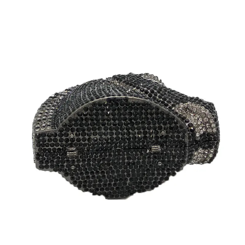 Boutique de fgg cabeça de cavalo dourado feminino cristal noite bolsa e bolsa festa casamento minaudiere animal strass saco embreagem