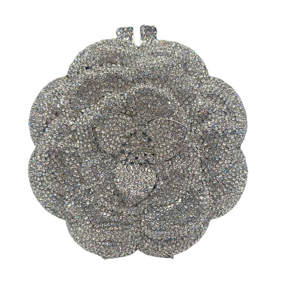 Alta qualidade presente do dia das mães 3d flor rosa strass diamante saco meninas e mulher saco de noite de casamento