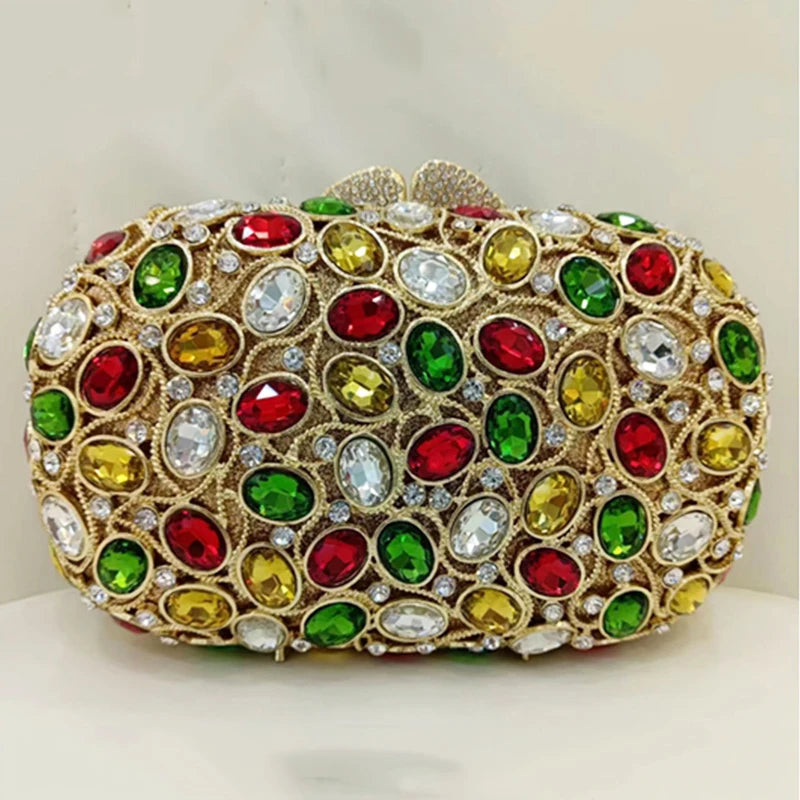 Embreagem de pedra clara branca e prateada para mulheres, bolsas de cristal, festa de casamento, bolsas de baile, embreagem nupcial de diamante