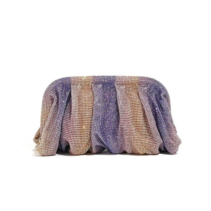 Glamourosa bolsa de noite com pérolas e strass para mulheres | Embreagem elegante para performance em palco | Bolsa brilhante para festa de casamento e baile
