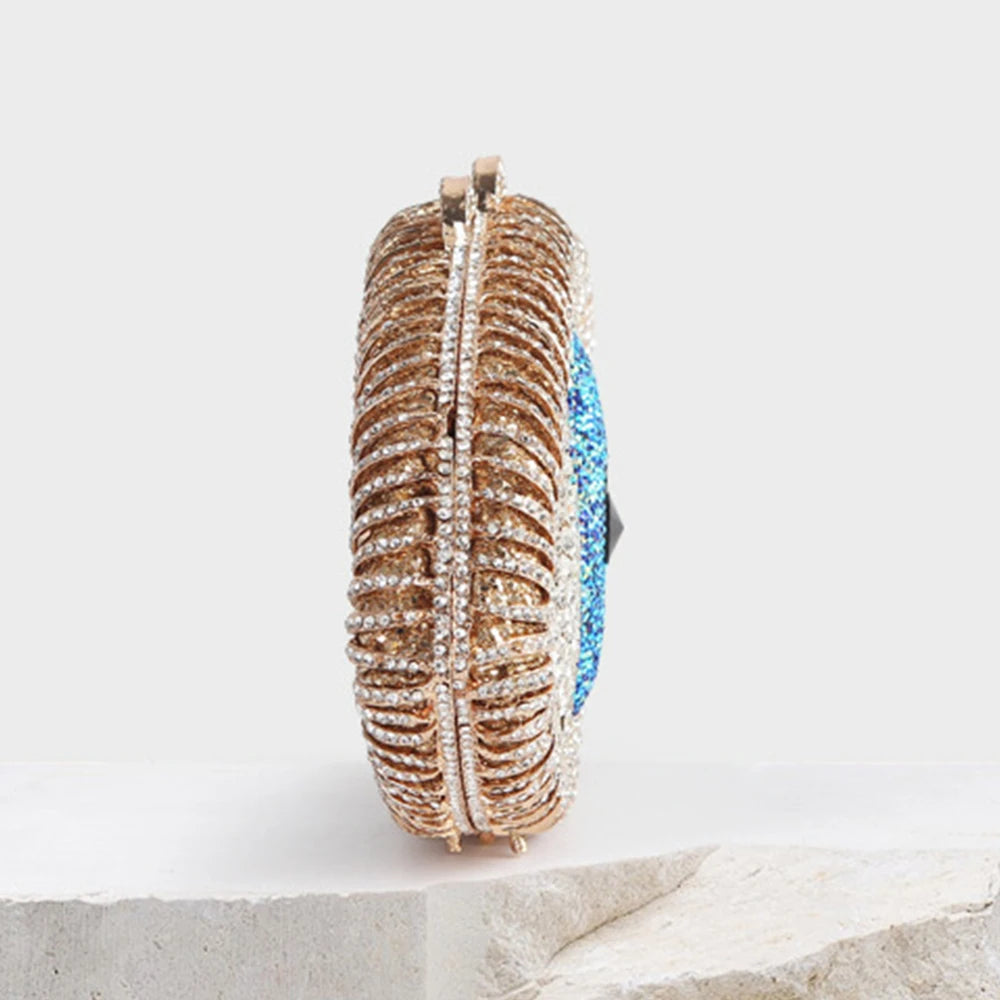 Bolsa Clutch Metal Cristal Olho Grego