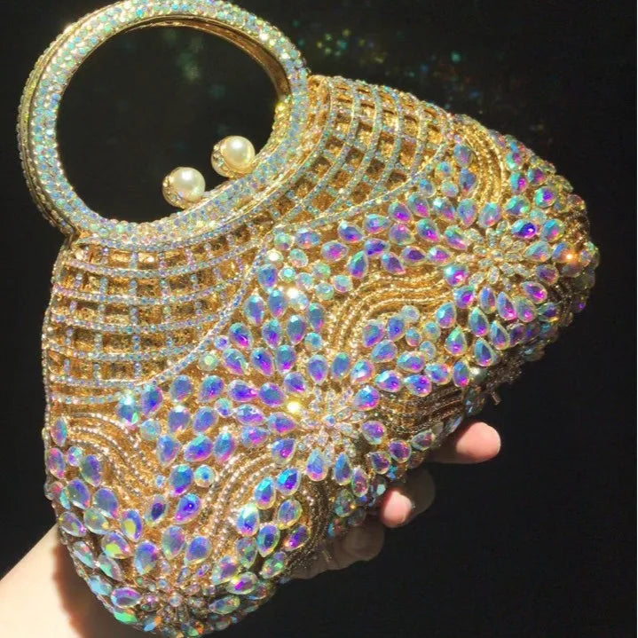 Bolsa de jantar de diamante grande capacidade ombro crossbody oco strass bolsa feminina banquete bolsa de embreagem