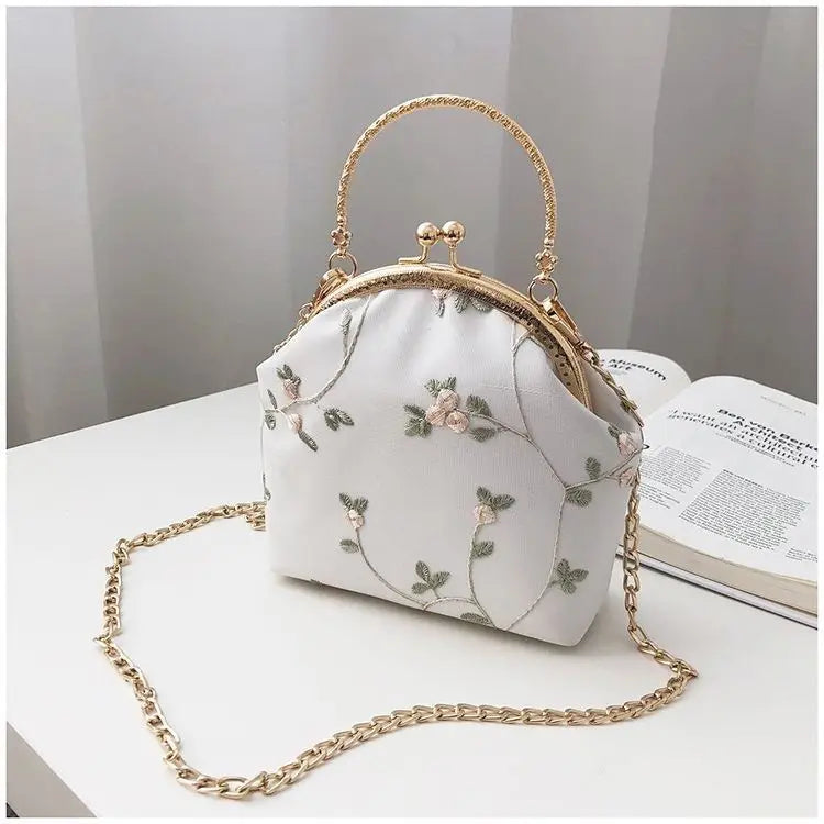 Vintage bordado rendas flores concha bloqueio bolsas para mulheres saco de casamento pequena corrente feminina ombro crossbody saco franja sacos