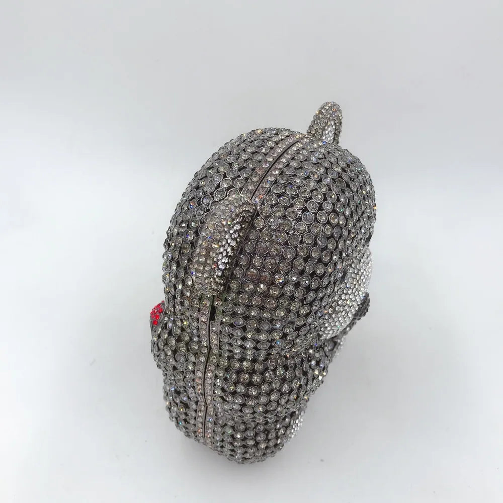 Urso de pelúcia dos desenhos animados strass saco vazio metal cristal jantar artesanal diamante bolsa feminina acessível glitter acolchoado crossbody