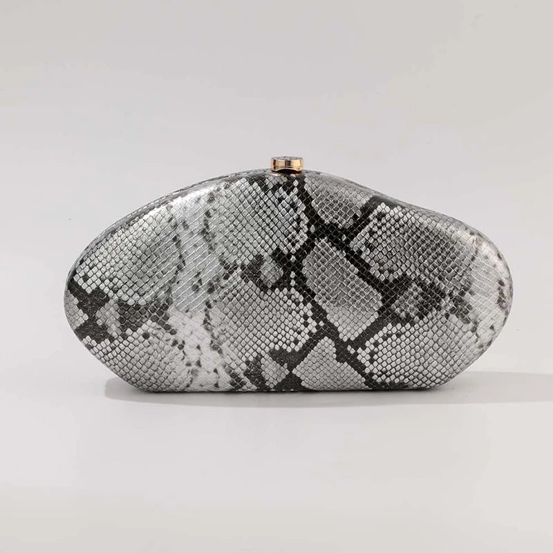 Festa à noite novo padrão de cobra embreagem moda bolsa forma especial crossbody saco couro do plutônio ombro carteiras feminino arco acrílico