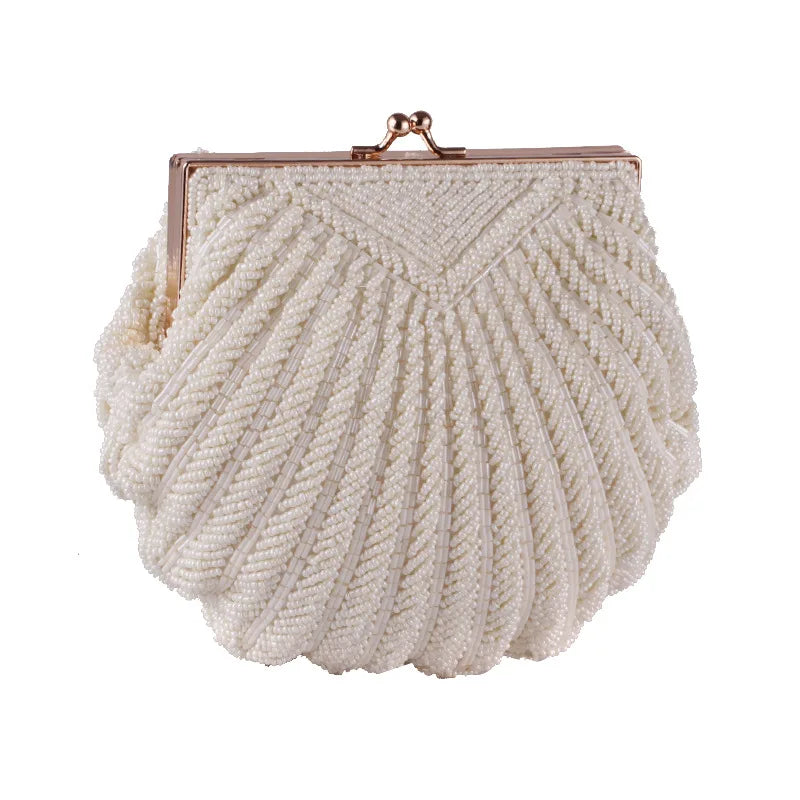 Bolsa e bolsa de casamento para mulheres, Sacos elegantes para festa à noite, Embreagens de casamento branco, Fêmea Frisada Clutch Bag Sac