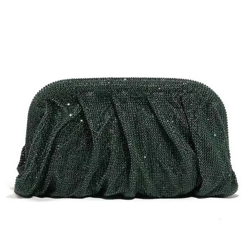 Glamourosa bolsa de noite com pérolas e strass para mulheres | Embreagem elegante para performance em palco | Bolsa brilhante para festa de casamento e baile