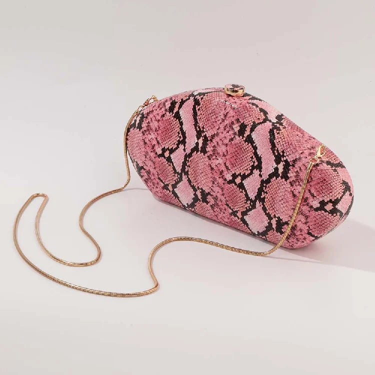 Festa à noite novo padrão de cobra embreagem moda bolsa forma especial crossbody saco couro do plutônio ombro carteiras feminino arco acrílico